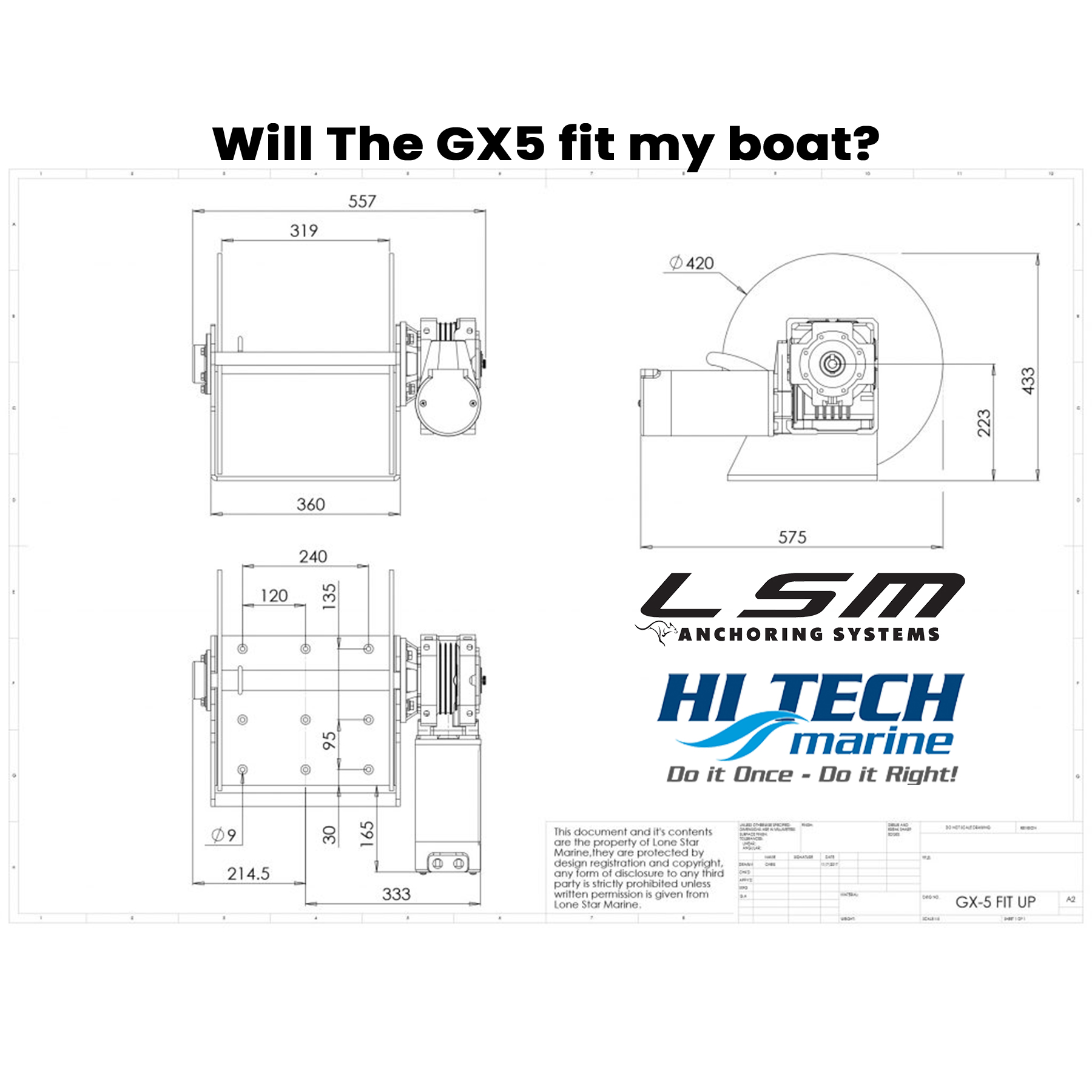 Will the Lonestar Marine GX5 CHARTER KING Drum Winch fit my boat? Suitable for Large boats and commercial operators