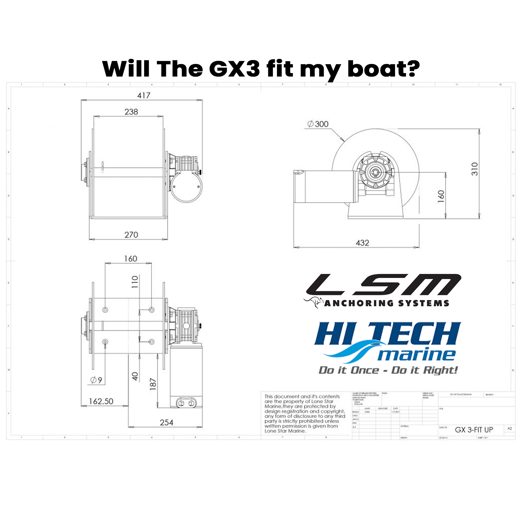 Will the GX3 fit my boat Lonestar marine drum winches and accessories